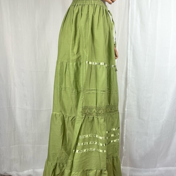 Cottagecore Long Skirt Olive Green - Picture 3 of 13